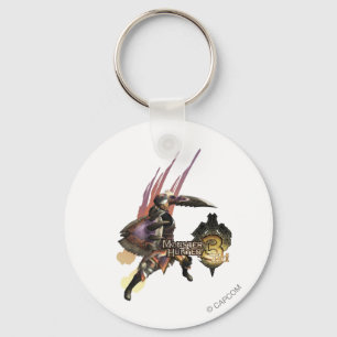 Porte-clés Chasseur avec épée et bouclier, Armure Jaggi