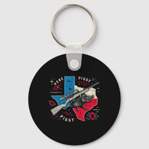Porte-clés Chasseur de sangliers ici Piggy Vintage Texas Wild