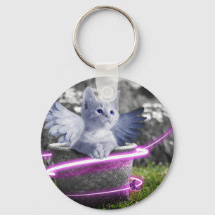 Porte-clés chat ange