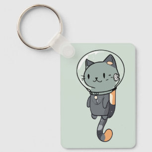 Porte-clés Chat astronaute mignon Kawaii