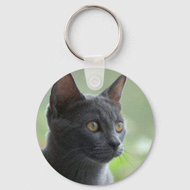 Porte-clés Chat bleu russe (Recto)