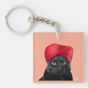 Porte-clés Chat Bombay Portant Un Turban
