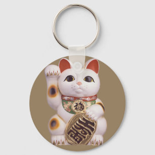 Porte-clés Chat chanceux d'argent