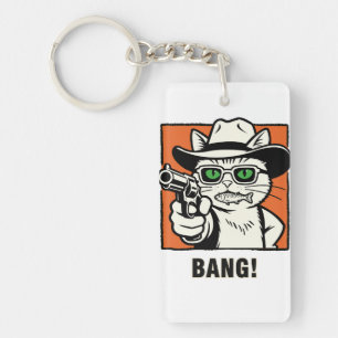 Porte-clés chat cowboy