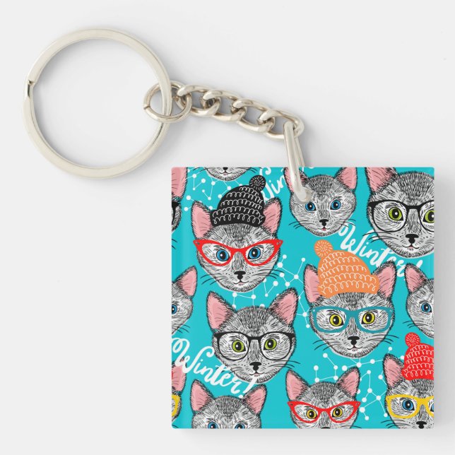 Porte-clés Chat dans le casquette (Devant)