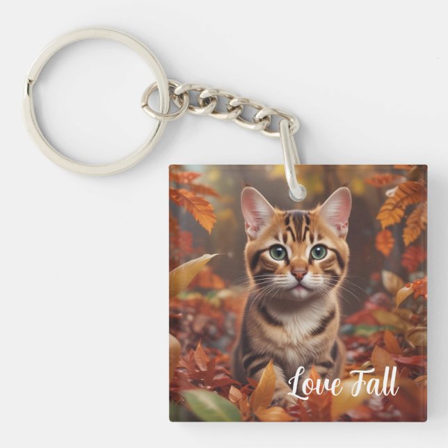 Porte-clés Chat d'automne (Devant)