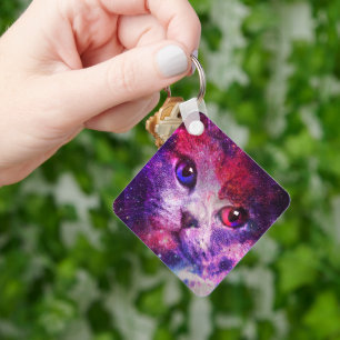 Porte-clés Chat de la galaxie violette