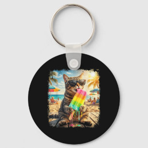 Porte-clés Chat Drôle de Lunettes de Soleil d'Animal d'Été de