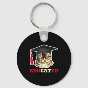 Porte-clés Chat éduqué en casquette de remise des diplômes ca