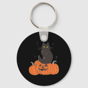 Porte-clés Chat Éffrayant Halloween avec Citrouille
