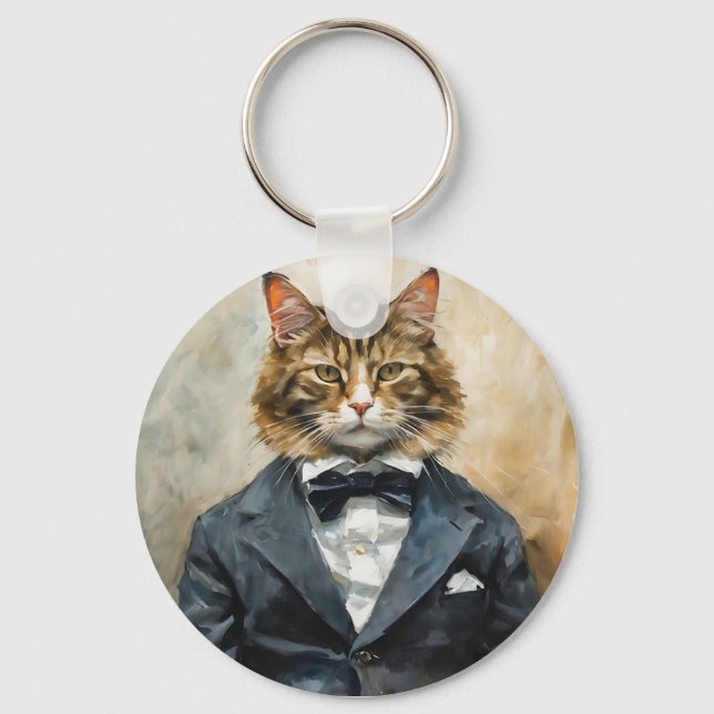 Porte-clés Chat en costume (Recto)