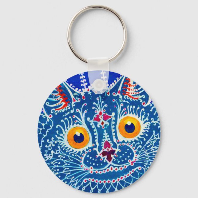 Porte-clés Chat gothique bleu (Recto)