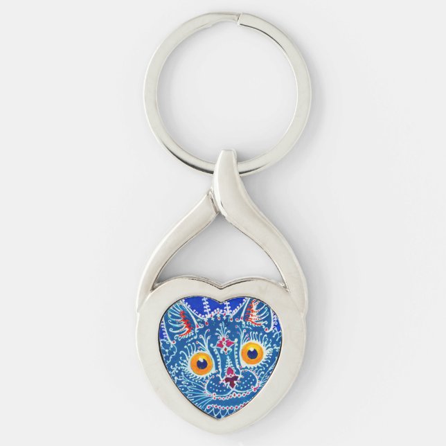 Porte-clés Chat gothique bleu (Devant)
