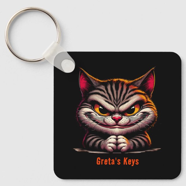 Porte-clés Chat Grimacing (Recto)