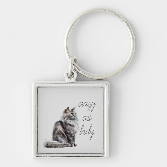 Porte-clés Chat gris (Devant)