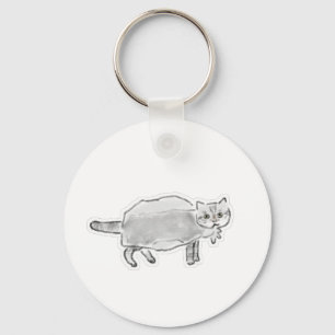 Porte-clés Chat Gris Dans Un Sac En Plastique Dessin Au Crayo