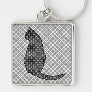 Porte-clés Chat japonais - Kimono noir et blanc