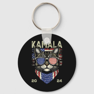Porte-clés Chat Lady Kamala-harris 2024 American Flag Cute Ch