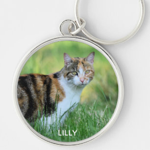 Porte-clés Chat marron et blanc
