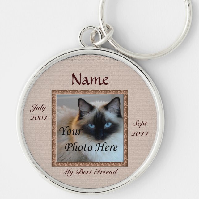 Porte-clés Chat Memorial Tones Brown Photo personnalisée Pert (Devant)