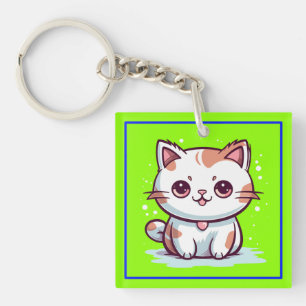 Porte-clés Chat Mignon Clipart de Style Kawaii