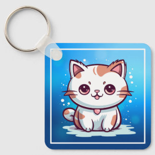 Porte-clés Chat Mignon Clipart de Style Kawaii