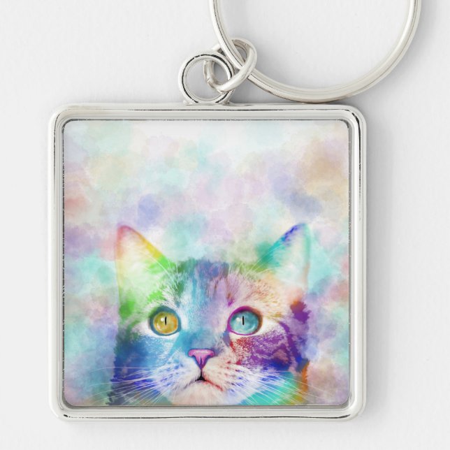 Porte-clés chat multicolore cat 663 (Devant)