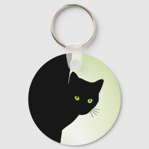 Porte-clés Chat noir à oreille verte