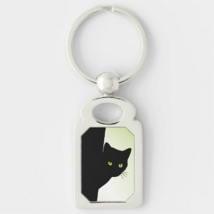 Porte-clés Chat noir à oreille verte
