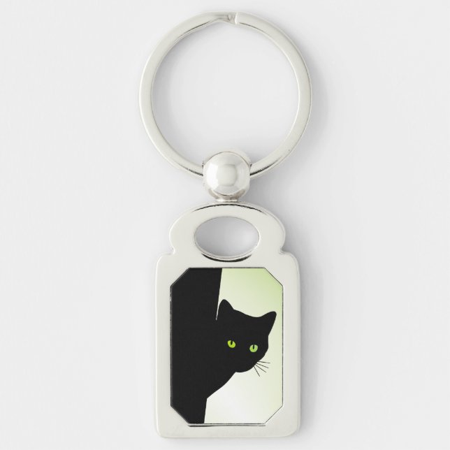 Porte-clés Chat noir à oreille verte (Devant)
