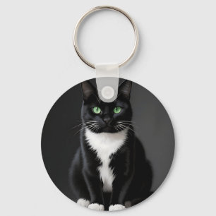 Porte-clés Chat Noir aux Yeux d'Émeraude