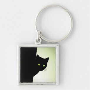 Porte-clés Chat noir aux yeux verts