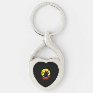 Porte-clés Chat noir avec couteau sanglant dire What_ Drôle M