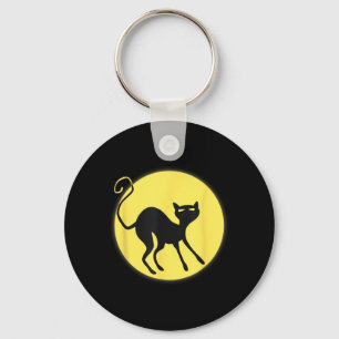 Porte-clés Chat noir de pleine lune Joyeux Halloween Kitty De