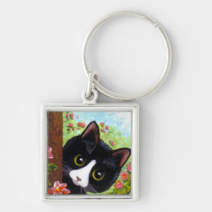 Porte-clés Chat noir drôle Creationarts de smoking