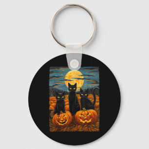 Porte-clés Chat noir Halloween Amoureux de les chats Starry N