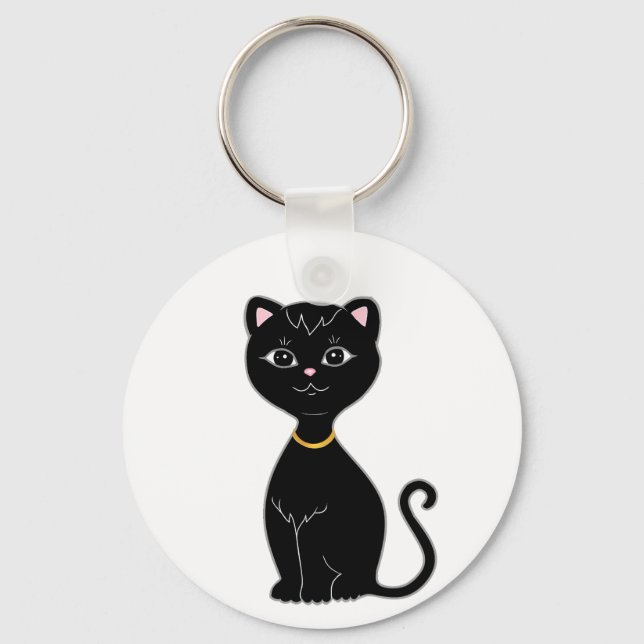 Porte-clés Chat noir mignon (Recto)