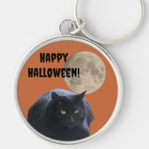 Porte-clés Chat noir Pleine lune Halloween
