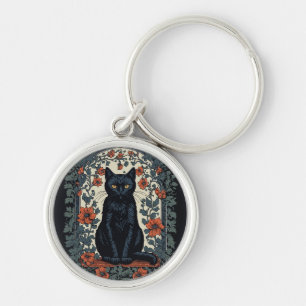 Porte-clés Chat noir Vintage Floral
