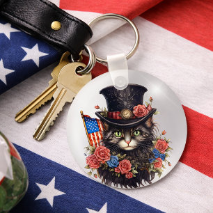Porte-clés Chat patriotique étoilé
