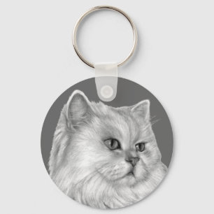 Porte-clés Chat persan blanc