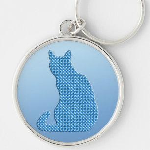 Porte-clés Chat pointillé - nuances de bleu