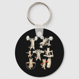 Porte-clés Chat Retro Vintage Haltérophilie Chat Gym Soulever
