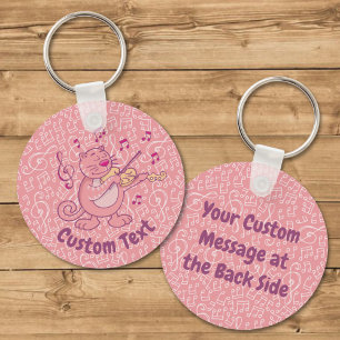 Porte-clés Chat rose avec Porte - clé violon