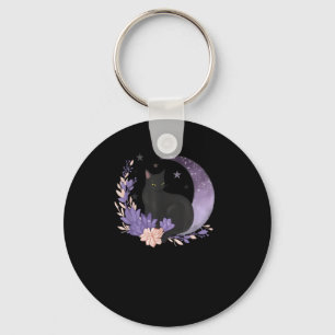 Porte-clés Chat Sorcière Fleurs de Lune Pastel Goth Goblincor