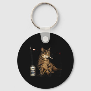 Porte-clés Chat Tabby Cool Fumant Graphique Rétro Attitude