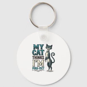 Porte-clés Chat Vintage Mon Chat Pense Que Je Suis Parfait
