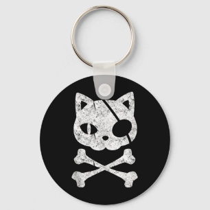 Porte-clés Chat vintage Pirate Kitten Halloween Croix du crân
