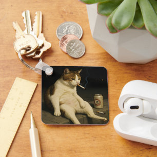 Porte-clés Chaton Cigarette Drôle Chat Qui Fume Mème Générati