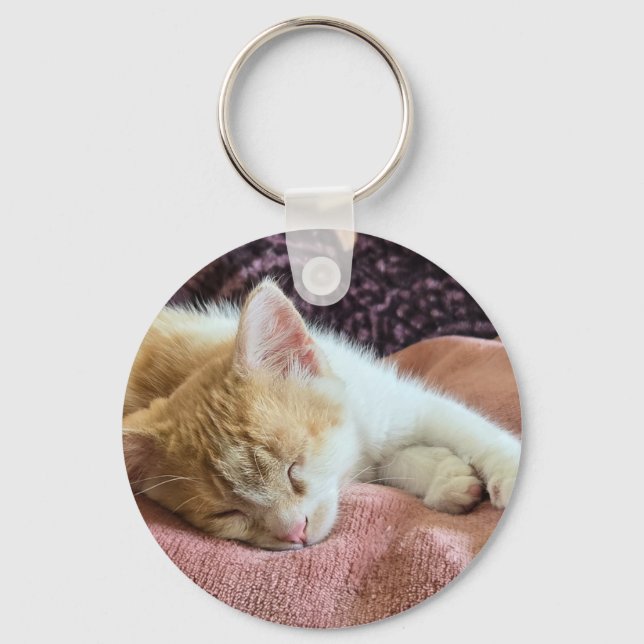 Porte-clés Chaton roux endormi (Recto)